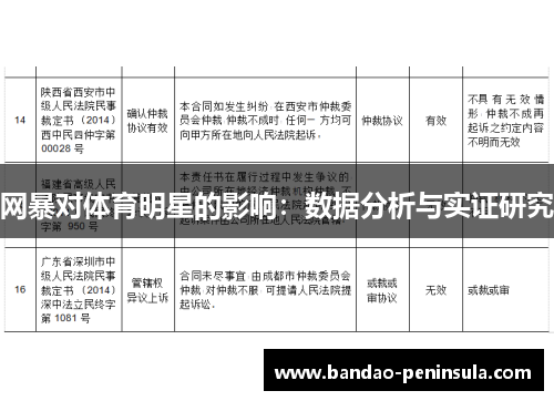 网暴对体育明星的影响：数据分析与实证研究